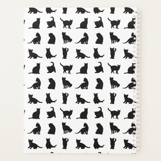 Katten in Black Silhouette Pattern met voornaam Planner (Achterkant)