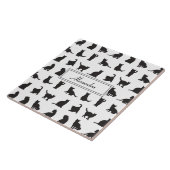 Katten in Black Silhouette Pattern met voornaam Tegeltje (Zijkant)