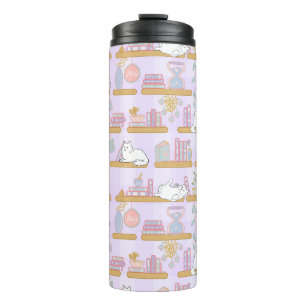 Katten in de bibliotheek thermische tumbler meisje thermosbeker
