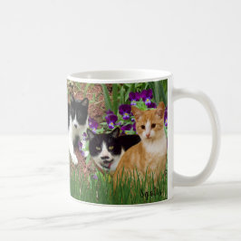 Katten in de bloementuin / Fotocollage koffie Koffiemok