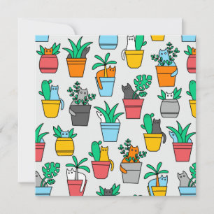 Katten in de bloempotten kaart