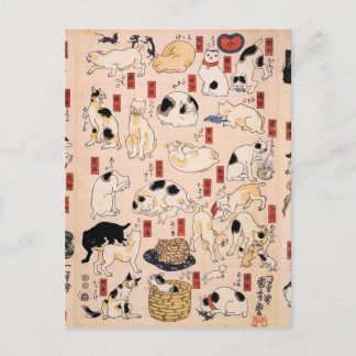 Katten in de drieënvijftig Stations of the Tōkaidō Briefkaart