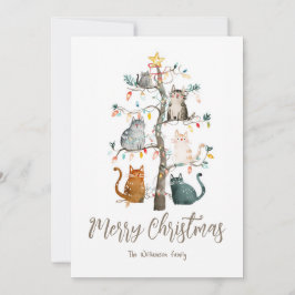 Katten in de kerstboom kerstvakantie Kaart