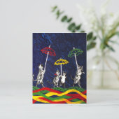 Katten in de regen briefkaart (Staand voorkant)