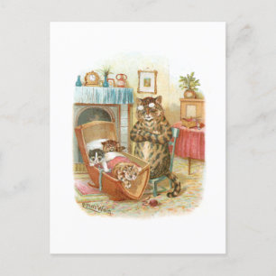 Katten in de slede door Louis Wain Briefkaart
