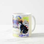 Katten in de sneeuw kunst koffiemok (Voorkant rechts)