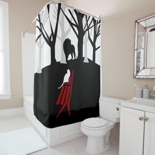 Katten in de tuin douchegordijn (In situ)