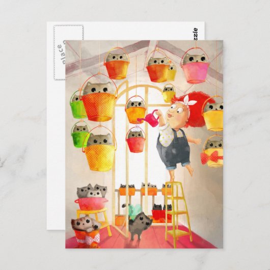 Katten in de zolder briefkaart (Voorkant / Achterkant)