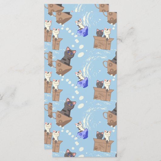 Katten in doos en melkdruppels op blauw (Voorkant / Achterkant)