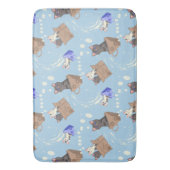 Katten in doos en melkdruppels op blauw badmat (Voorkant Verticaal)