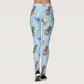 Katten in doos en melkdruppels op blauw leggings (Achterkant)