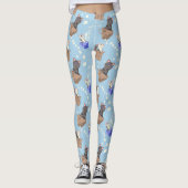 Katten in doos en melkdruppels op blauw leggings (Voorkant)