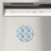 Katten in doos en melkdruppels op blauw magneet (Insitu (Vaatwasser))
