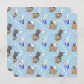 Katten in doos en melkdruppels op blauw notitiekaartje (Voorkant / Achterkant)