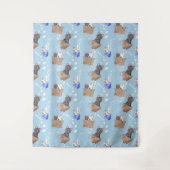 Katten in doos en melkdruppels op blauw wandkleed (Voorkant)