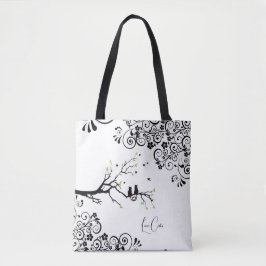 Katten in een boom-liefde Zwarte witwoordtekst in Draagtas