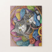 Katten in een mand legpuzzel (Verticaal)