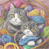 Katten in een mand sticker (Voorkant)