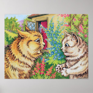 Katten in een tuin, Louis Wain Poster