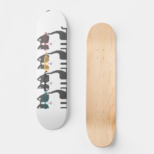 Katten in glazen rolkarton skateboard (Voorkant)