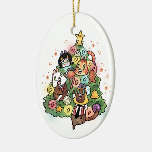 Katten in het ornament kerstbomen (Links)