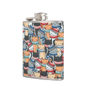 Katten in het wintersportief en het Pet Patroon Heupfles (Links)