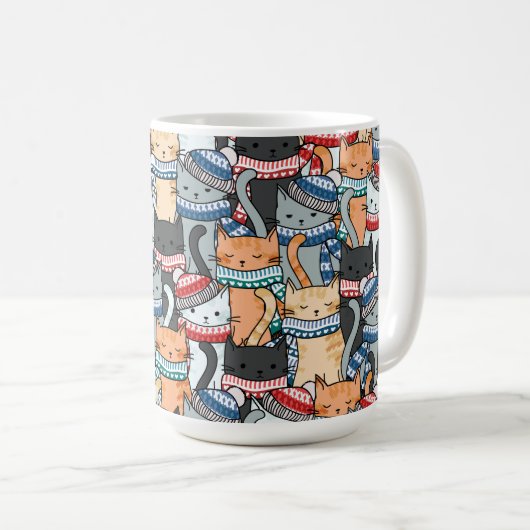 Katten in het wintersportief en het Pet Patroon Koffiemok (Voorkant rechts)