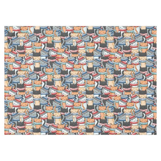 Katten in het wintersportief en het Pet Patroon Tafelkleed (Voorkant (Horizontaal))