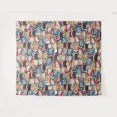 Katten in het wintersportief en het Pet Patroon Wandkleed (Voorkant (horizontaal))