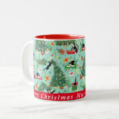 Katten in kerstbomen Aangepaste Mok met tweetone k (Voorkant links)