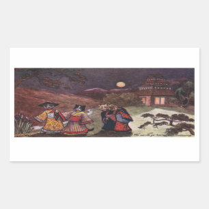 Katten in Kimonos halen de late nachtrol Rechthoekige Sticker