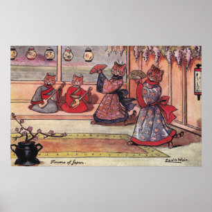 Katten in Kimonos Louis Wain Poster