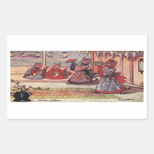 Katten in Kimonos  Louis Wain Rechthoekige Sticker