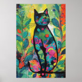 Katten in kleurrijk Abstract Oerwoud Poster (Voorkant)