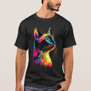 Katten in Kleurrijke Regenboogkleuren Popart Miauw T-shirt
