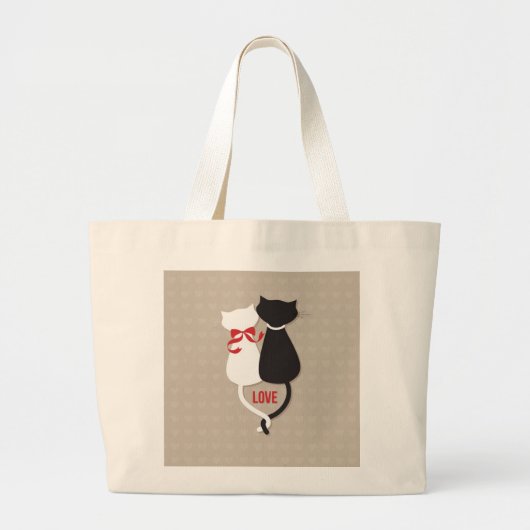 Katten in liefde Omringd door harten Grote Tote Bag (Voorkant)