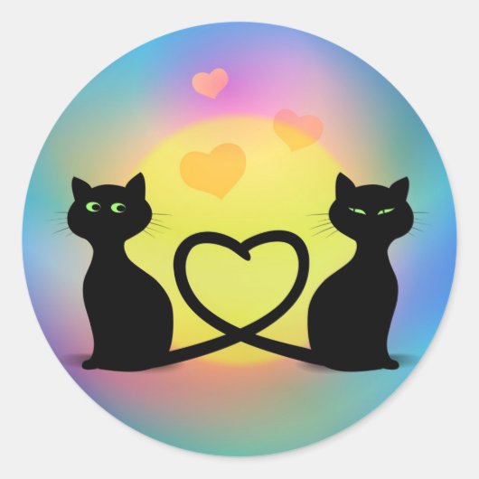 Katten in liefde ronde sticker (Voorkant)