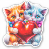 Katten in liefde valentijn sticker (Voorkant)