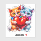 Katten in liefde valentijn sticker (Vel)