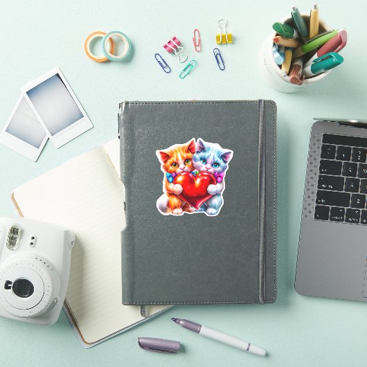 Katten in liefde valentijn sticker (iPad Cover)