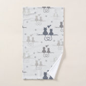 Katten in Love Modern Animal Silhouette Pattern Bad Handdoek (Handdoek)