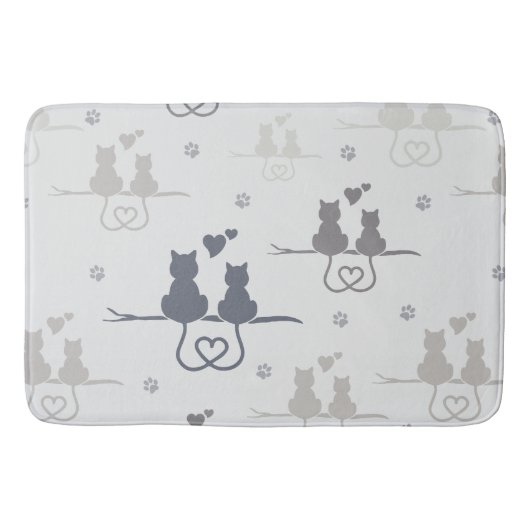 Katten in Love Modern Animal Silhouette Pattern Badmat (Voorkant)