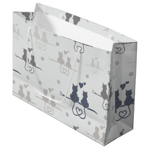 Katten in Love Modern Animal Silhouette Pattern Groot Cadeauzakje