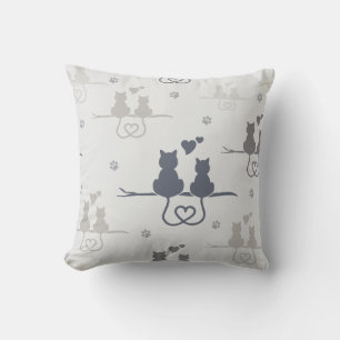 Katten in Love Modern Animal Silhouette Pattern Kussen