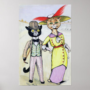 Katten in moderne mode, Louis Wain Poster