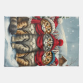 Katten in Preppy winterkleding en Petten Theedoek (Horizontaal)