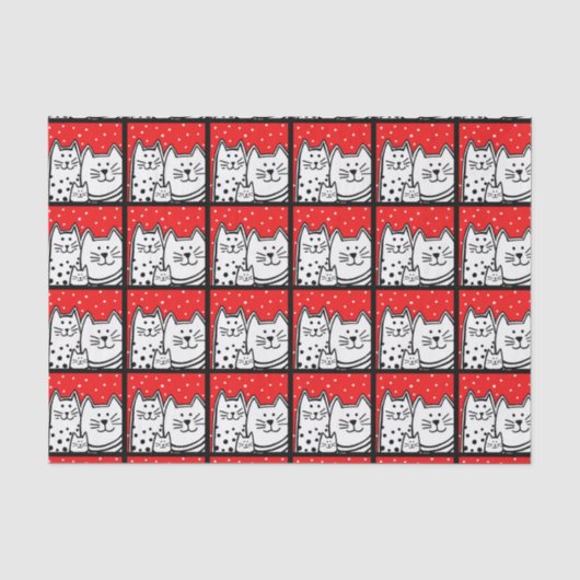Katten in rood tissuepapier (Voorkant)