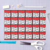 Katten in rood tissuepapier (Craft)
