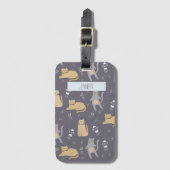 Katten in ruimte naadloos patroon Aangepaste naam Bagagelabel (Voorkant (verticaal))