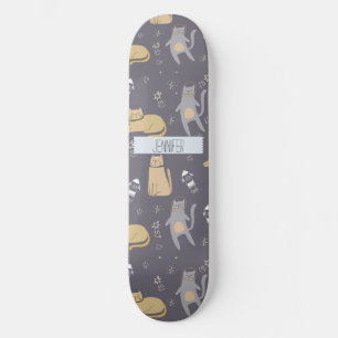 Katten in ruimte naadloos patroon Aangepaste naam Skateboard